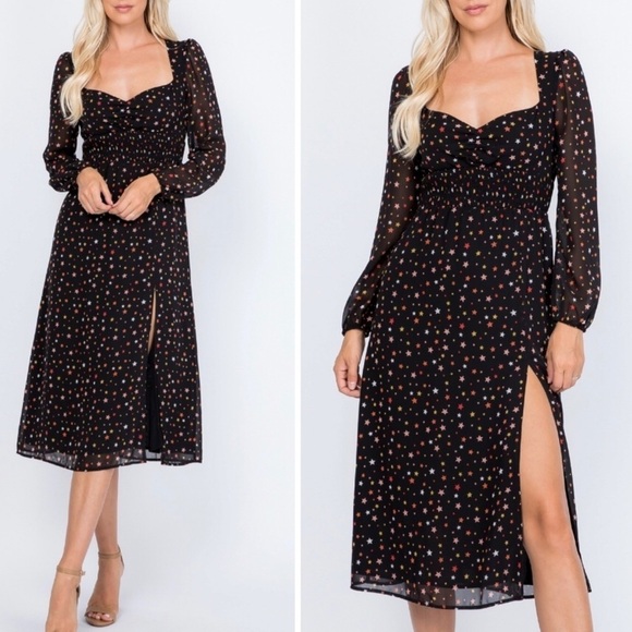 Le Lis Starry Nights black midi dress from Stitchfix size S NWT - Picture 1 of 10